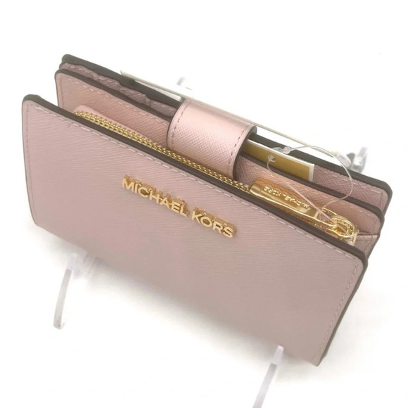 Michael Kors Medium Bifold Zip Chain Wallet Powder Blush - Picture 5 of 8